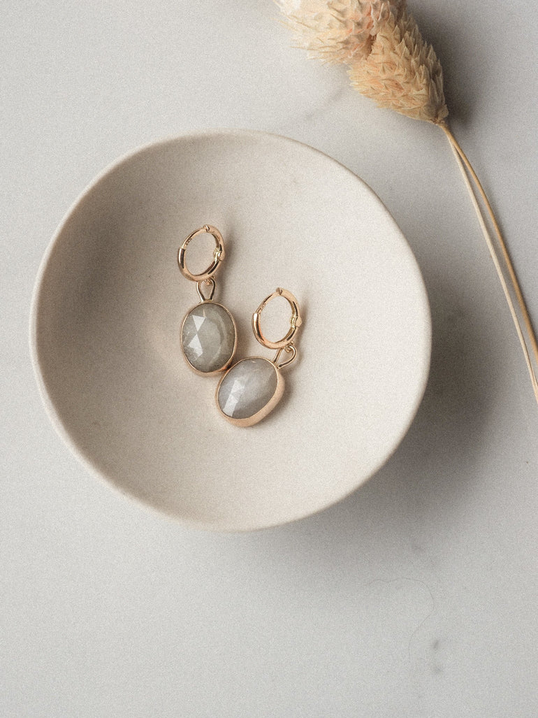 oval white sapphire hoops - hart & stone jewelry